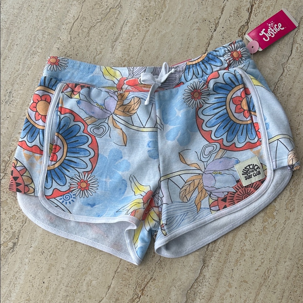 NEW 🆕 Justice Multicolor Floral Kids Athletic Shorts